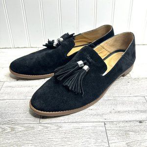 Franco Sarto Hadden Black Suede Leather Tassel Loafers Women's 9